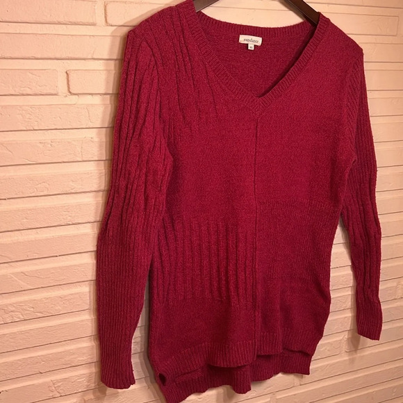 Sundance Raspberry Ribbed Cotton Blend Long Sleeved Sweater, Women’s Size XS - Picture 2 of 7